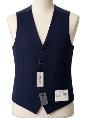 Kenneth Cole Reaction Men's Navy Vest Size small Formal Business